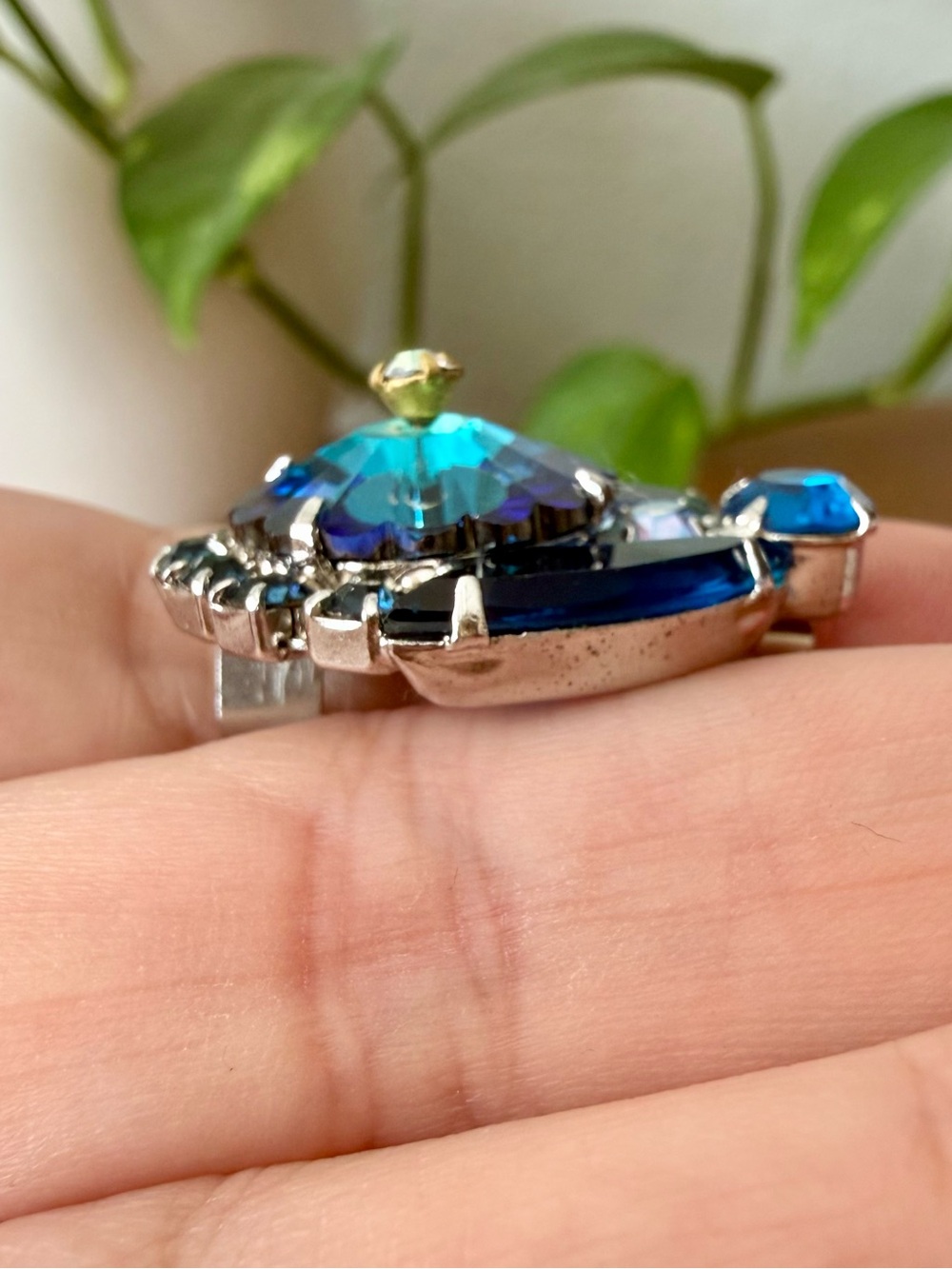 Vintage Juliana D&E Margarita Blue Crystal Rivoli Rhinestone Brooch Silvertone - Picture 14 of 15